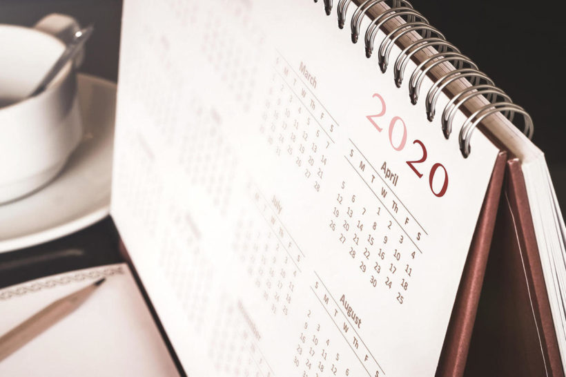 takvim örnekleri başlıklı içeriği anlatan 2020 yılına ait bir masaüstü takvimi